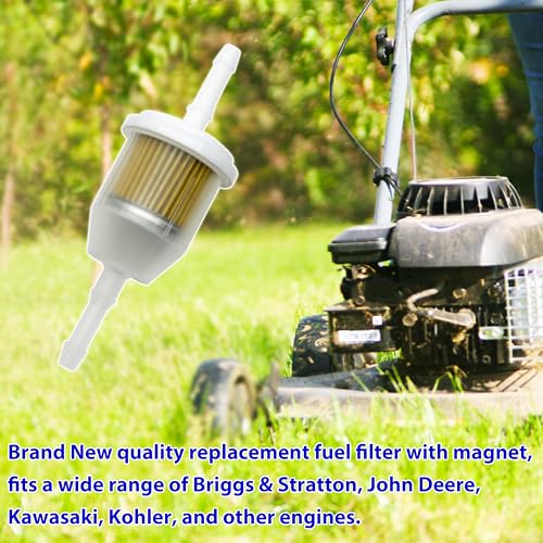6-Pack 5/16" Fuel Filter for John Deere L110, Fits 1/4", Replaces AM116304 - size: 6 Pack