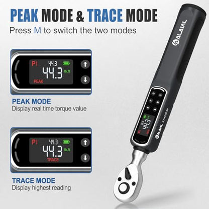 Digital Torque Wrench 3/8 Drive, 0.7-44.3 Ft.Lb ±2% Accuracy - size: 0.7-44.3 Ft.Lb/1-60 Nm-3/8"