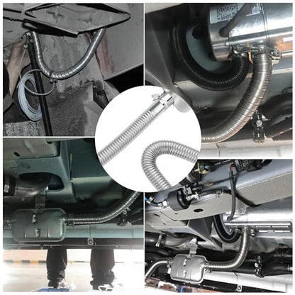 25mm/0.98" Diesel Heater Exhaust Pipe with Silencer Muffler,Stainless Steel Pipe for Car Modified Intake & Exhaust System,Universal Car Accessories Diesel Heater Hose Kit