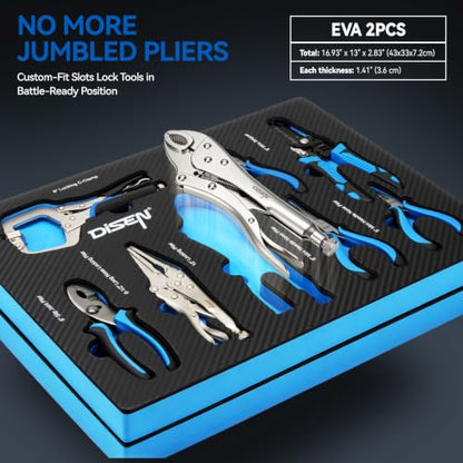 DISEN Pliers Set 15 Pieces Full Assortment of Plier with EVA - color: Bue-black 15pcs