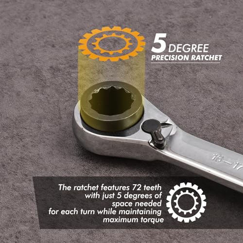 4 IN 1 Ratcheting Wrench Set, Reversible Ratchet Wrench Set Double Tool Box Set Metric 8-19mm 3 Pieces