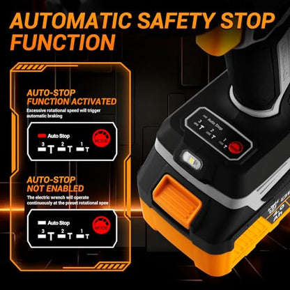 Cordless Impact Wrench:DEKOPRO 590ft-lbs/800N.m Impact Gun, 1/2" Brushless Impact Wrench with 4.0Ah Battery, 4 Sockets, LED Light for Car Home