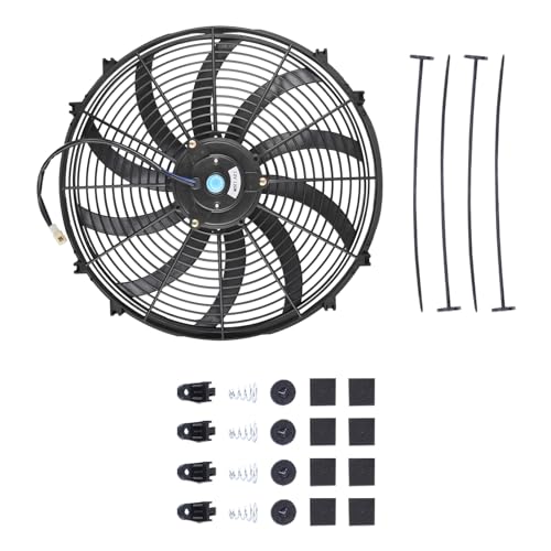 SSN 16" Black Electric Radiator Cooling Fan Mounting Kit - color: Black, size: 16" No Thermostat
