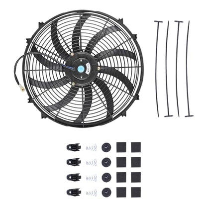SSN 16" Black Electric Radiator Cooling Fan Mounting Kit - color: Black, size: 16" No Thermostat