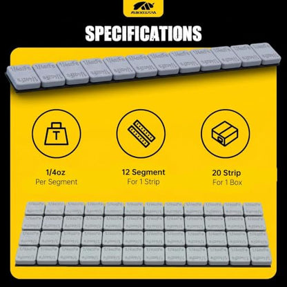 MIKKUPPA 1/4oz Adhesive Stick on Wheel Weights Gray 0.25oz, 60oz/Box - color: Grey, size: 240 PCS