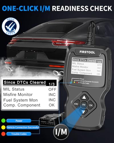 Car OBD2 Scanner, FIRSTOOL OBD2 Scanner Diagnostic Code Reader Tool with I/M Readiness, Battery Tester, Check Engine Light with Reset, OBDII/EOBD Car Diagnostic Scanner for All Vehicles After 1996