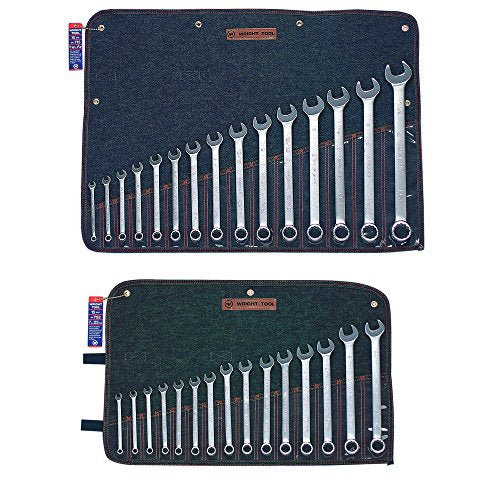 Wright Tool 715 Combination Wrench Set 15 Pc. 12PT 5/16"-1-1/4" Bundle w/ 752 Metric Combination Wrench Set 15 Pc. 12PT 7mm - 22mm (2 Pieces)