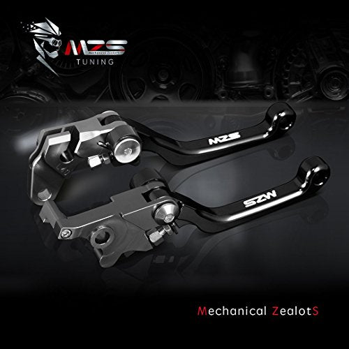MZS Black Dirt Bike Brake Clutch Levers Adjustable Foldable Pivot Short Set - color: Black, size: WR250F/WR450F/KLX300R/KLX450R