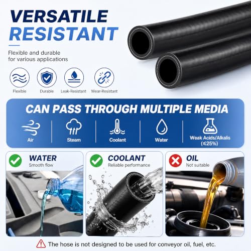 3/4" & 5/8"Heater Hose, Silicone Heater Hose 5 FT Each, 8 Clamps - size: 5ft, 3/4" & 5/8"