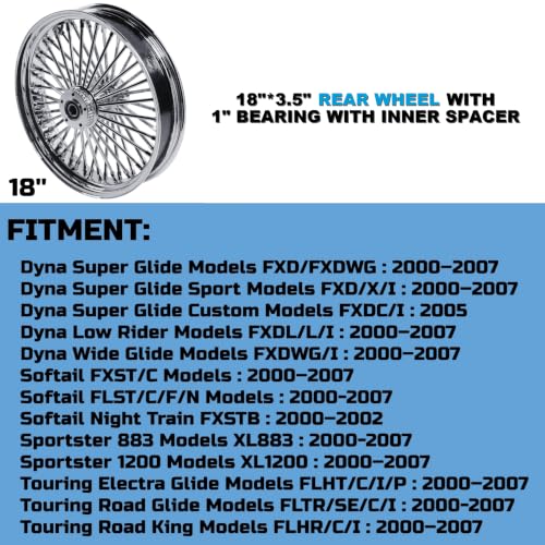 FatFlex Rear Wheel for Harley Touring Dyna Softail Sportster 18” - color: 18" x 3.5", Chrome+Chrome+Chrome