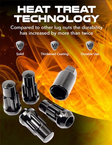Set of 4 14x1.5 Veritek Black Acorn Bulge Tuner 1.75 Inch Security Wheel Locks for Buick Cadillac Chevy Ford GMC Jeep Nissan Toyota Aftermarket Custom Wheels SUV Truck
