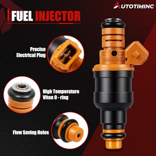 0280150943 Fuel Injectors Set of 8 Compatible with Ford 1993-2004 E150 4.2L - color: F-0280150943