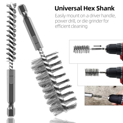 12Pc Stainless Steel Wire Bore Brush for Power Drill Cleaning 5/16"-1-3/16" - size: 5/16"-1-3/16"