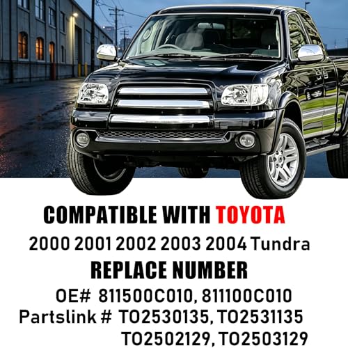 Headlight + Parking Lights Kit For Toyota Tundra Regular/Access Cab 2000-04 - color: Chrome Housing Clear