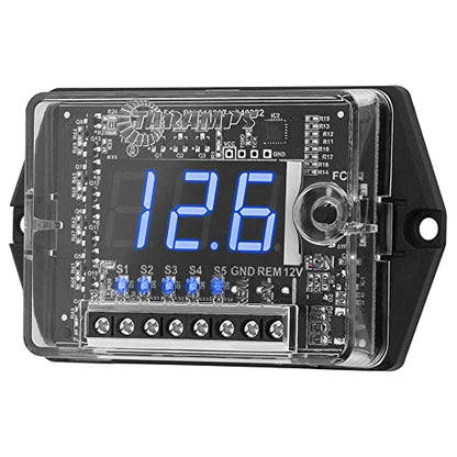TARAMPS VTS5.1 Automotive Digital Voltmeter and Sequencer VTS 5.1 Blue LED Automotive Car Audio 5 Sequencer Outputs SPL Mode Voltage Protection, Digital Display, Car Audio Monitor, Black