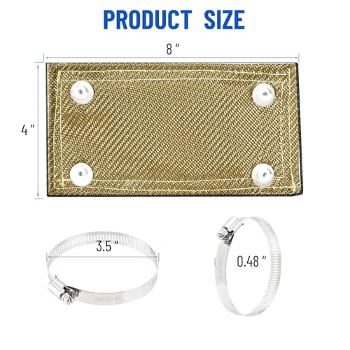 Titanium Pipe Shield, 4" x 8" Exhaust Heat Shield with Gloves - size: 4" x 8"