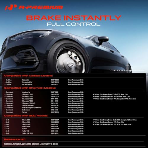 A-Premium Rear Right Passenger Disc Brake Caliper with Bracket - style: Rear Passenger