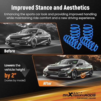 maXpeedingrods Lowering Springs for Toyota Camry FWD 2018-2024, SAE 9254 Cold-Wound Steel 2.0" Lowering Coil Springs, Blue