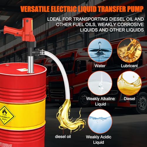 110V Electric Fuel Transfer Pump-High Power 1980W Multi-Functional Liquid Transfer Pump Includes 91CM stainless steel tube + 2M steel wire hose for Diesel,Lubricants,Water,Slightly viscous liquid - style: 110V 1980W