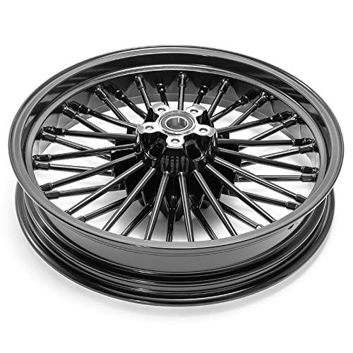 TOFR 18x3.5 18x3.5 Fat Spoke Wheels Set For Harley Softail Choppers 00-22 - color: Gloss Black, size: Front:18x3.5 Rear:18x3.5