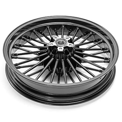 TOFR 18x3.5 18x3.5 Fat Spoke Wheels Set For Harley Softail Choppers 00-22 - color: Gloss Black, size: Front:18x3.5 Rear:18x3.5