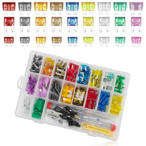 306PCS Car Fuse Assortment Kit, Mixed Vehicle Blade Fuses Standard & Mini & Low Profile with Fuse Puller & Circuit Tester, 2A 5A 7.5A 10A 15A 20A 25A 30A 35A Replacement for RV, Truck, Auto, SUV