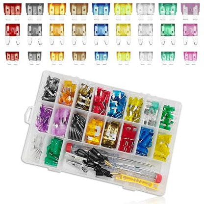 306PCS Car Fuse Assortment Kit, Mixed Vehicle Blade Fuses Standard & Mini & Low Profile with Fuse Puller & Circuit Tester, 2A 5A 7.5A 10A 15A 20A 25A 30A 35A Replacement for RV, Truck, Auto, SUV
