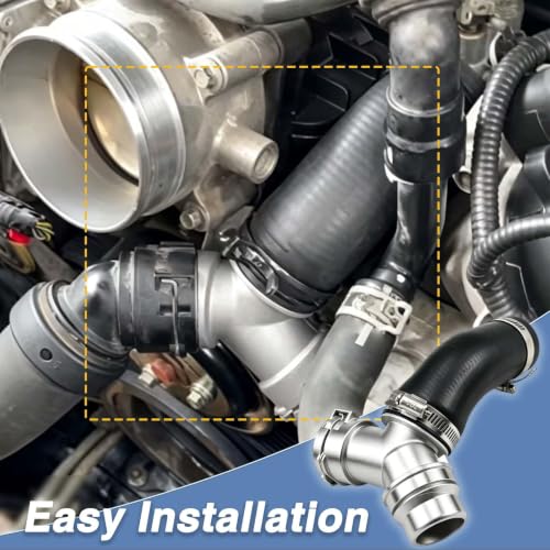 Upgraded Engine Heater Hose Aluminium T-Connector Pipe with Engine Radiator Coolant Hose O-Ring Seal Set Compatible with Ford F-150 Mustang Lincoln Mark Replace # DR3Z-8566-A - size: T-Connector Pipe&O-Ring