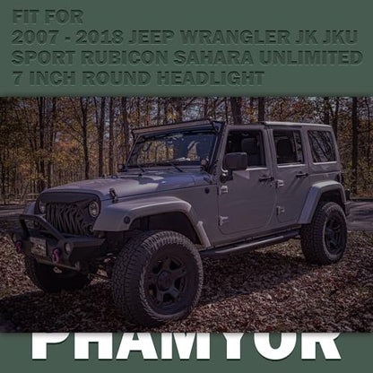 7 Inch Round Headlight Mounting Retaining Bracket Ring with Headlight Metal Ring Fit for 2007-2018 Jeep Wrangler JK JKU Sport Rubicon Sahara Unlimited, 1 Pair, Left & Right, Black - color: JK, Kit