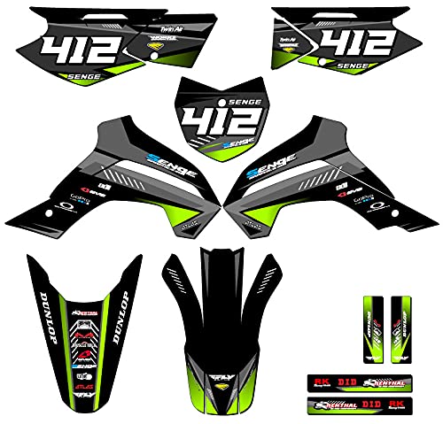 2021-2025 KLX 140 RF SURGE Black Complete Kit With Rider I.D. Compatible with Kawasaki | Senge Graphics Inc - color: Black, size: Complete Kit With Rider I.D.