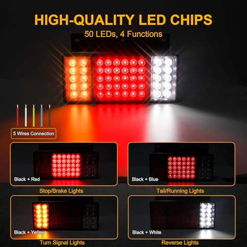 2 Pack 50 LED Trailer Tail Lights Bar Kit, Super Bright Waterproof - color: Tail Lights-F