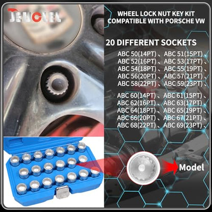 20PCS Wheel Lock Nut Key Kit Compatible with Porsche VW Touareg - color: 20PCS