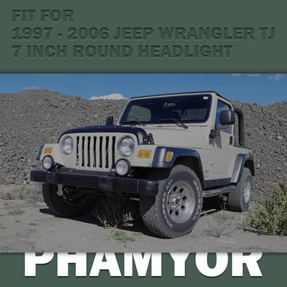 7 Inch Round Headlight Mounting Retaining Bracket Ring with Headlight Metal Ring Fit for 1997-2006 Jeep Wrangler TJ, 1 Pair, Left & Right, Black - color: TJ, Kit