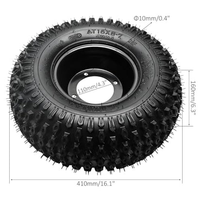 4pcs 7 inch Tubeless Wheels 4 Lug Wheel 110mm Bolt Pattern 16x8-7 ATV Wheel Tires Rims 200/55-7 16x8.00-7 16x8x7 Go-Kart Tires 4 PR for Taotao Buggy Quad Bike Golf Cart Mini Bike Off Road 4PR