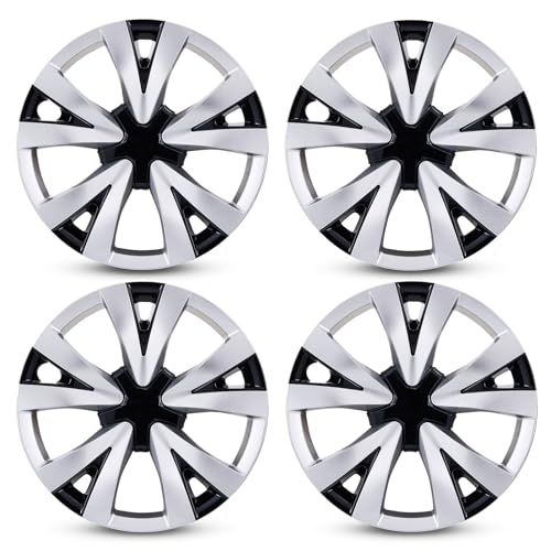 Hubcaps Wheel Covers for 2016-2026 Honda Civic Sedan 16inch - color: Silver & Glossy Black