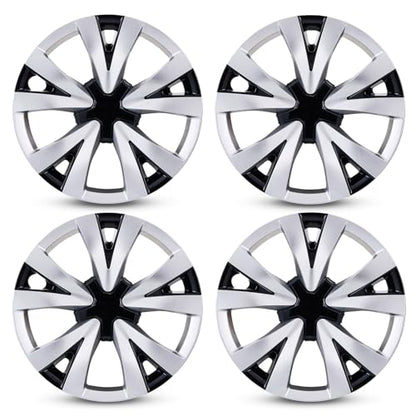 Hubcaps Wheel Covers for 2016-2026 Honda Civic Sedan 16inch - color: Silver & Glossy Black