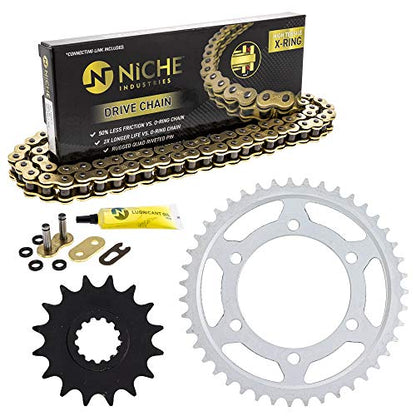 NICHE Drive Sprocket Chain Combo for Yamaha YZF R1 Front 16 Rear 43 Tooth 530VM-X X-Ring 114 Links - size: X-Ring Chain