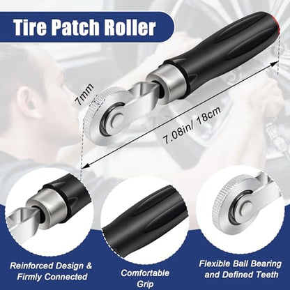 Tire Patch Plug Kit, 24P Tire Repair Patch Roller (36/46 /60 mm)