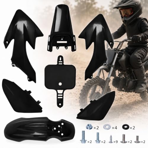 Podoy CRF50 Plastics Kit ABS Body Fender Fairing Set 7PCS with Bolt (Black) - style: Black