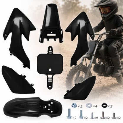 Podoy CRF50 Plastics Kit ABS Body Fender Fairing Set 7PCS with Bolt (Black) - style: Black