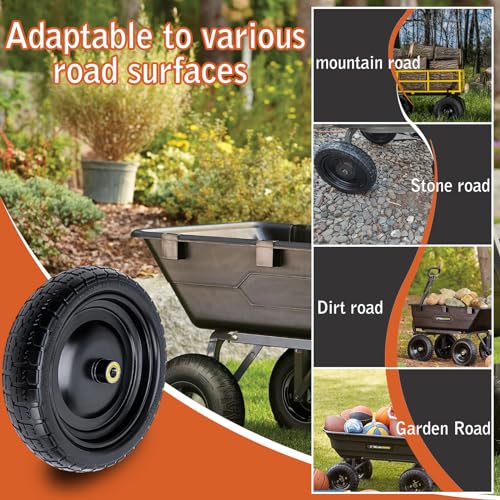 ASDFGHT 13" Flat Free Wheels for Gorilla Cart, Wheelbarrow, Garden Cart, Trolleys, Hand Trucks & Yard Trailers Replacement Wheels - 5/8" Bearings with 2.1" Offset Hub, Solid Tires, 4-Pack Set - size: 5/8in-13in