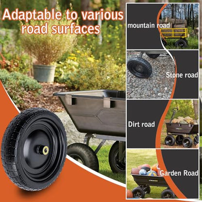 ASDFGHT 13" Flat Free Wheels for Gorilla Cart, Wheelbarrow, Garden Cart, Trolleys, Hand Trucks & Yard Trailers Replacement Wheels - 5/8" Bearings with 2.1" Offset Hub, Solid Tires, 4-Pack Set - size: 5/8in-13in