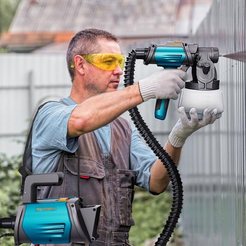 Tilswall Shark800 Paint Sprayer HVLP 800W Electric Spray Paint Gun, Blue - color: Blue