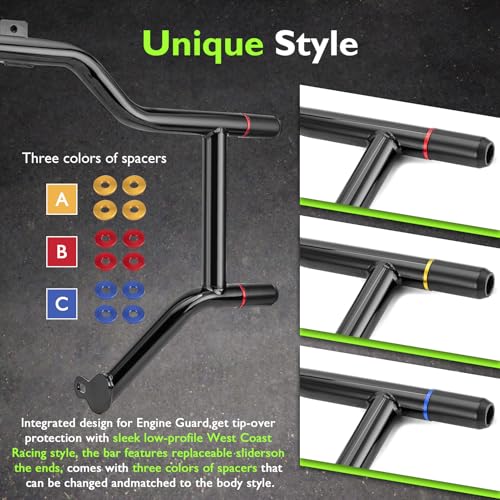 Mofun Engine Guard Crash Bar Fit for Harley Touring 1997-2008, Gloss Black - size: 97-08