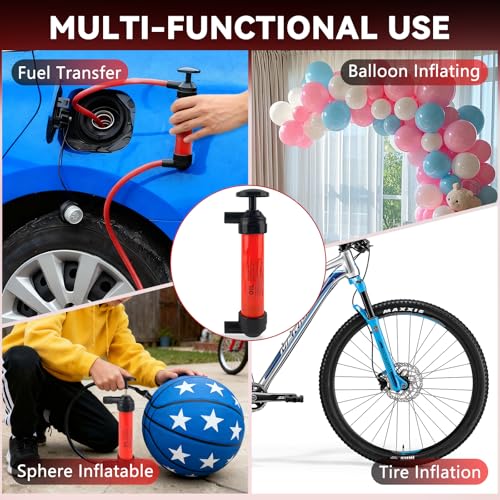 ZUFECY Multi-Function Siphon Pump Kit - Hand-Operated Fuel Transfer Pump with 39.4Inch Hose, for Gasoline, Oil, Water, Air & Inflation, Car and Home Emergency Use
