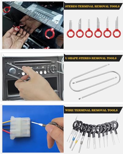 Poraxy Trim Removal Tool, 120Pcs Car Panel Door Audio Removal Tool Kit, Auto Clip Pliers Fastener Remover Pry Tool Set with Storage Bag - color: Blue