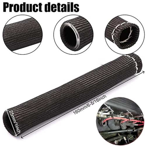 Spark Plug Wire Boots Thermal Protection Insulator Sleeve, 1200 Degree Heat shield Cover Wrap 6 inch for Car Truck 8PCS(black) - color: black