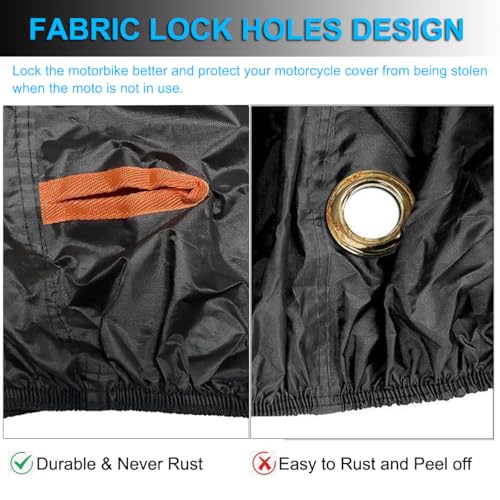 Motorcycle Cover Waterproof Outdoor, 300D Heavy Duty Motorcycle Cover for Ninja 250 300 650 1000 Yamaha YZF R1 R7 MT-09 Suzuki GSXR 600 750 1000 Scooter Cover Protection Fits up to 86" - Black - size: L (Fits up to 86")