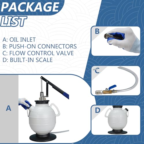7.5L Transmission Fluid Pump Manual ATF Refill Tool Kit with 15pcs Adapters Automatic Transmission Fluid Refill Pump Set