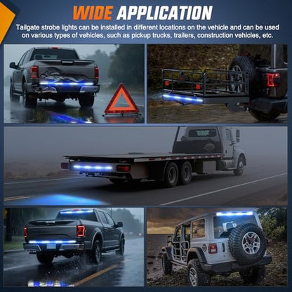 Nilight 60 Inch 360 LED Tailgate Strobe Light Strip Blue White - color: 60" Tailgate Strobe Blue/White